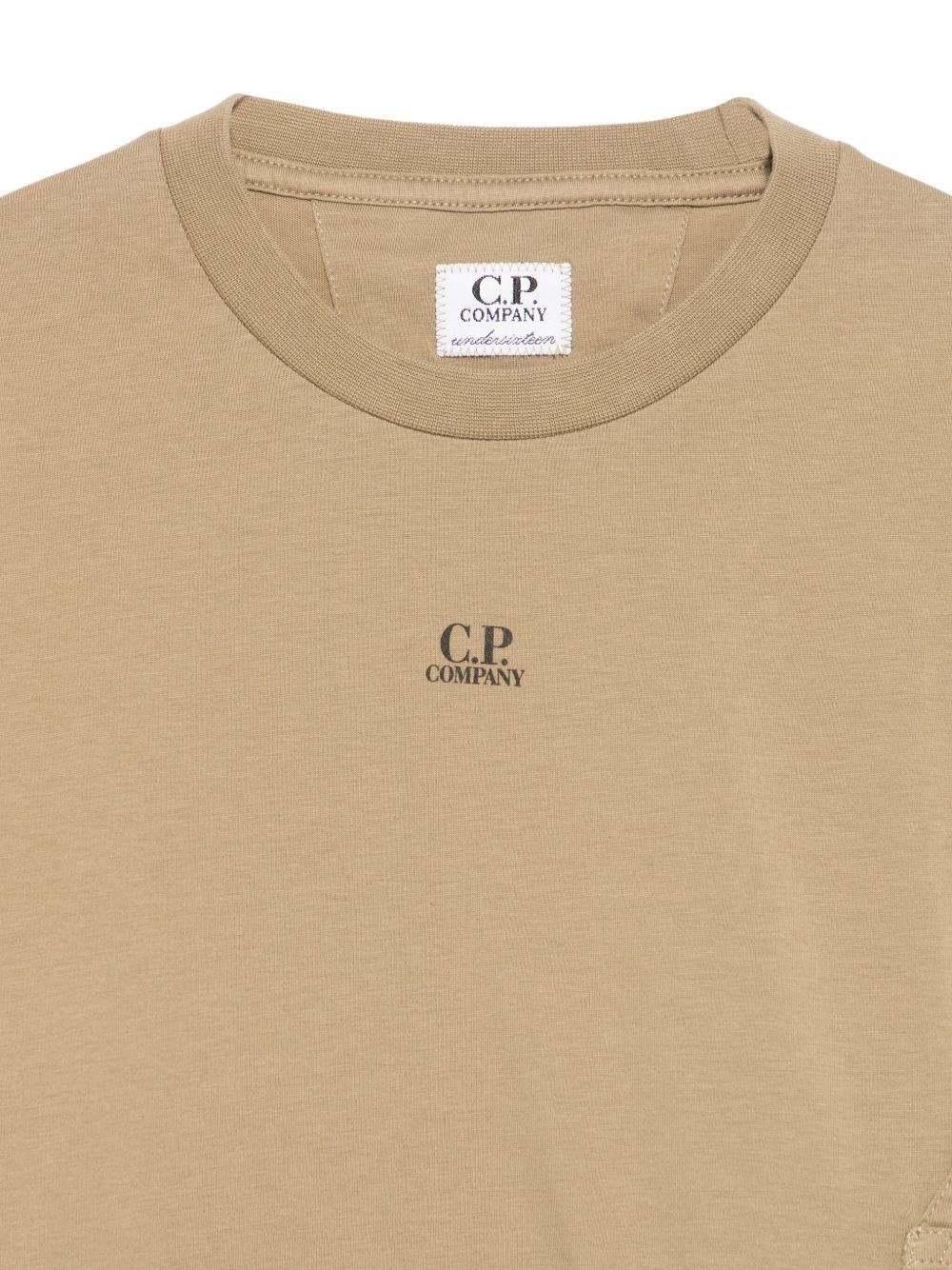T-shirt con logo per bambino C.P. Company Kids beige con orlo dritto CUM00ILAA17 20262 C.P.COMPANY KIDS 
