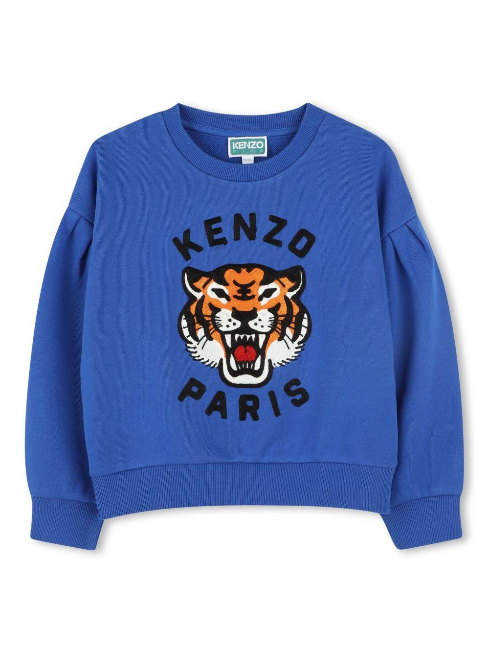 Felpa per bambino Kenzo Kids Festive blu con stampa con tigre K60979 829 KENZO KIDS 