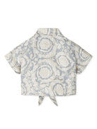 Camicia per bambina Versace Kids grigio in stile Barocco con nodo 10185131A11195 5E340 VERSACE KIDS 