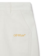 Jeans per bambina Off-White Kids Bookish bianco con orlo sfrangiato OGYB002S25DEN001 0118 OFF WHITE KIDS 