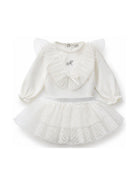 Set t-shirt e gonna per neonata Monnalisa Kids bianco con dettagli con ruches 35H500 8070 0001 MONNALISA KIDS 
