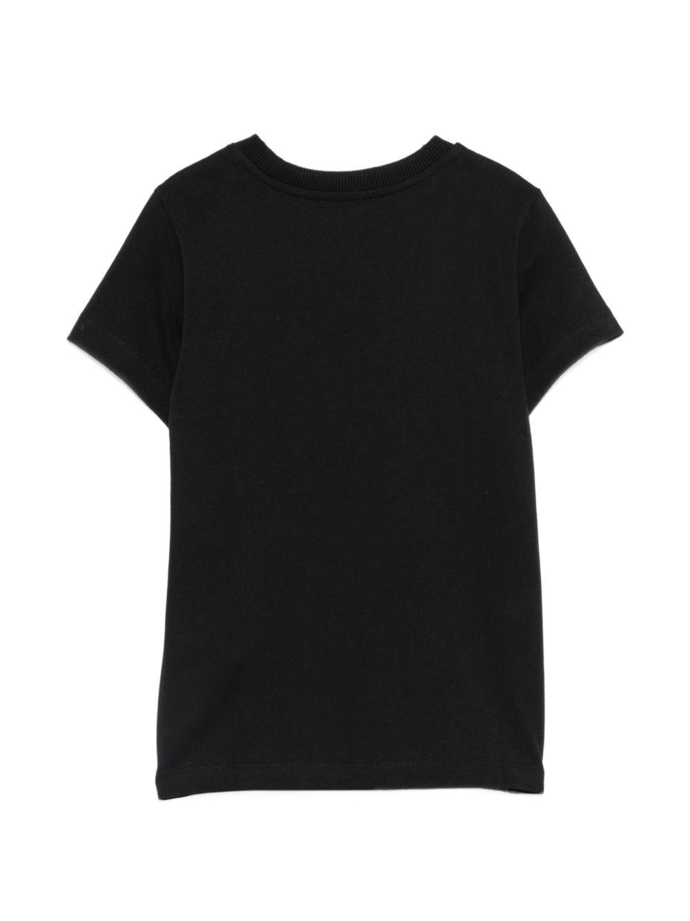 T-shirt per bambini Moschino Kids nera con stampa grafica del logo HMM05VLAA57 60100 MOSCHINO KIDS 