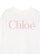 T-shirt per neonata Chloé Kids bianca con logo sul davanti C21362 117 CHLOE' KIDS 