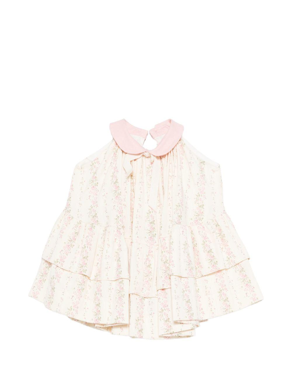 Abito per neonata La Stupenderia beige con colletto alla Peter Pan 2TJAB88 T78 LA STUPENDERIA 