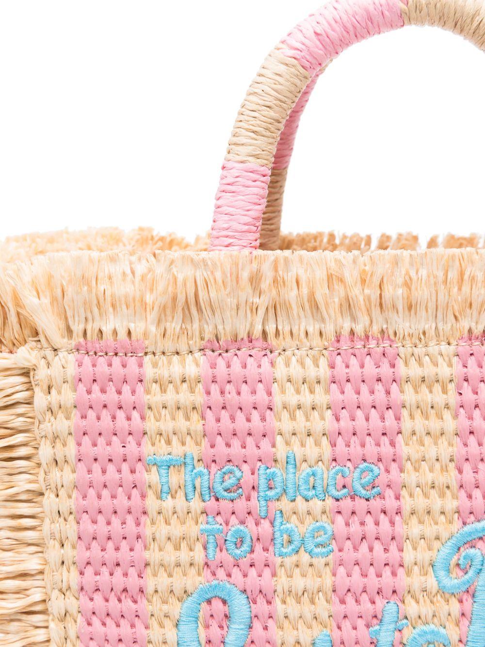 Borsa Vanity Mini MC2 Saint barth beige con motivo a righe VAMI009 00407L MC2 ST. BARTH KIDS 