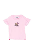 T-shirt per neonata Moschino Kids rosa con ricamo Teddy Bear MDM03RLBA00 51473 MOSCHINO KIDS 