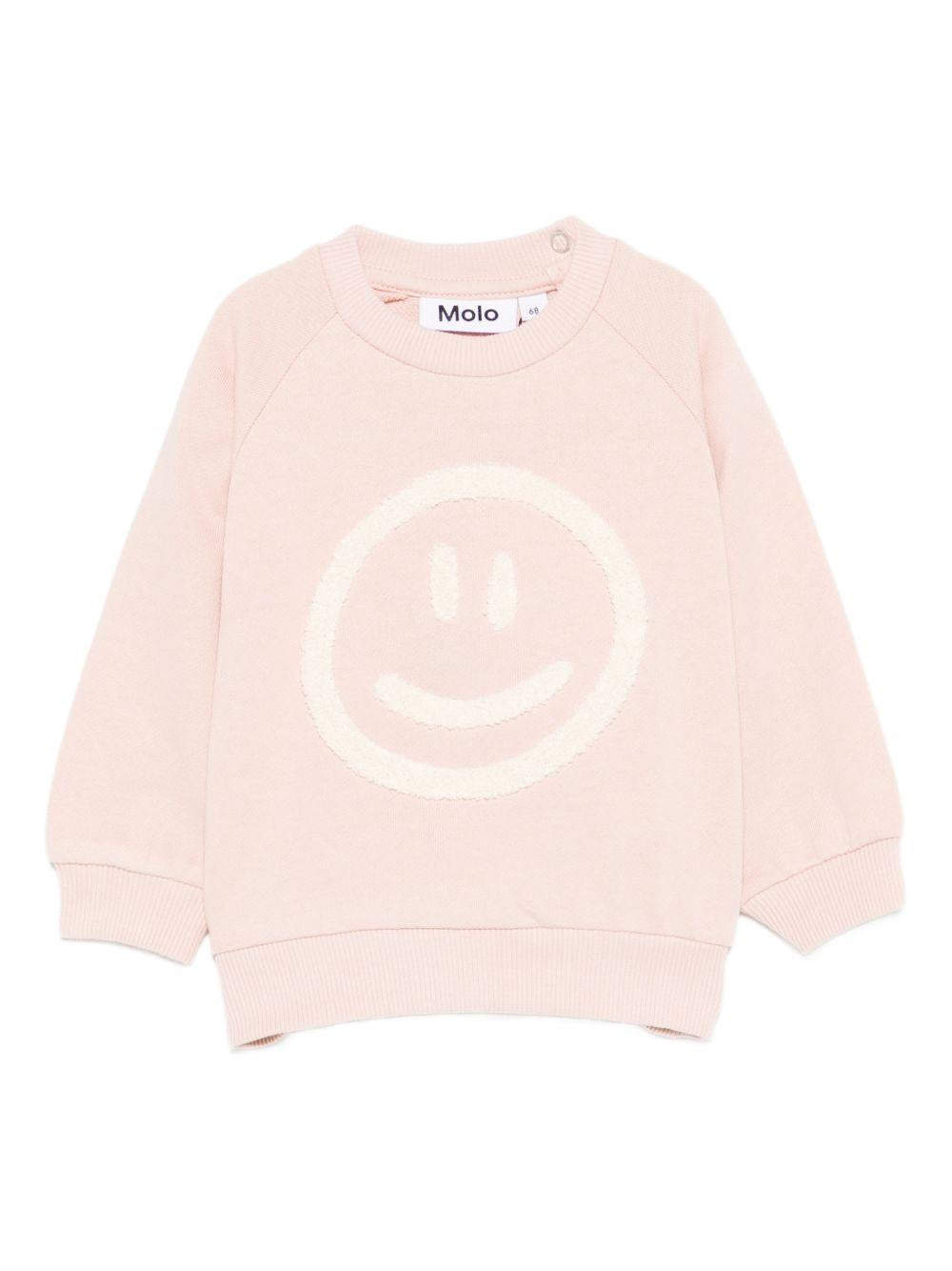 Felpa per neonata Molo rosa con ricamo smile sul davanti 6S26J203 8058 MOLO KIDS 