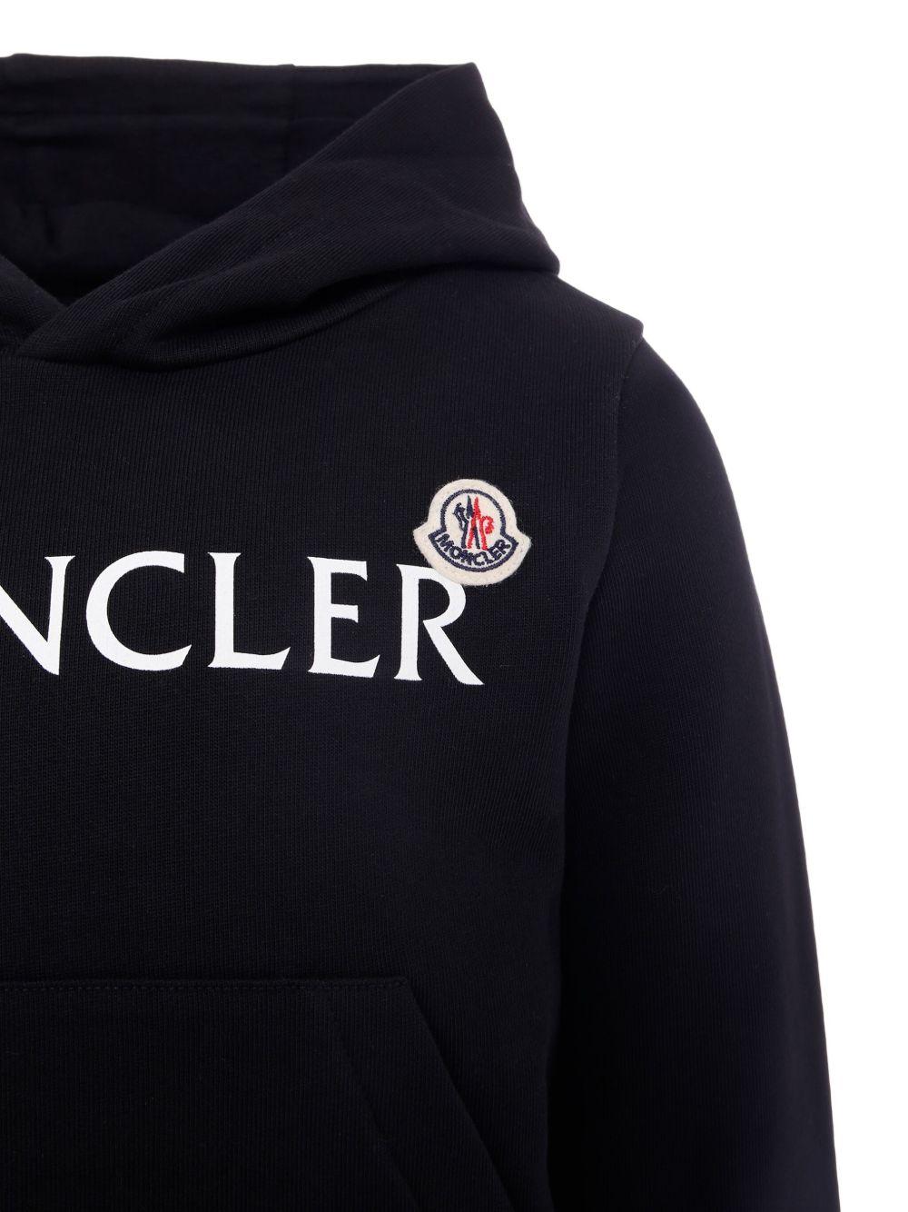 Felpa per bambino Moncler Enfant nera con cappuccio e logo ricamato K29548G00017899PS 999 MONCLER ENFANT 