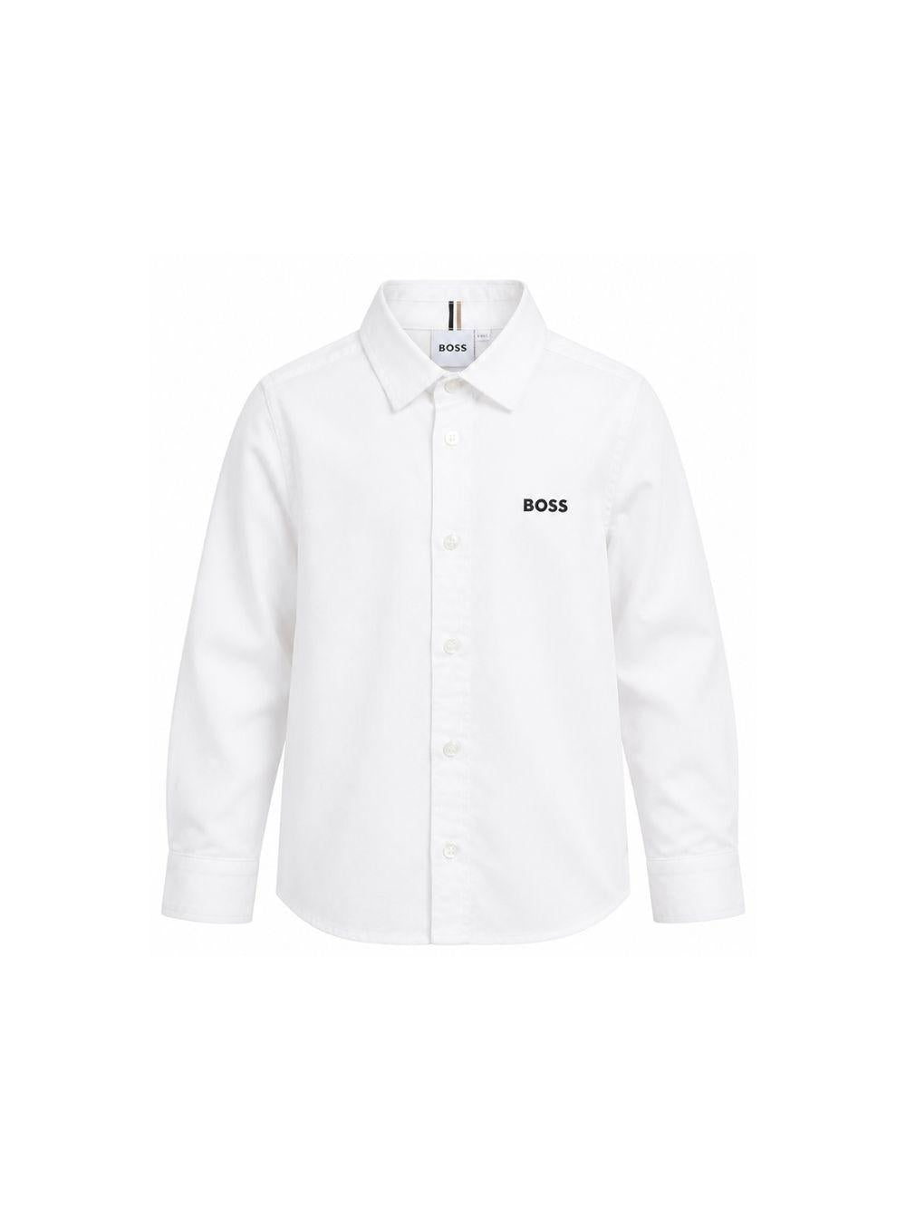 Camicia per bambino Boss Kids Bianca a maniche lunghe con logo J52675 N50 BOSS KIDS 