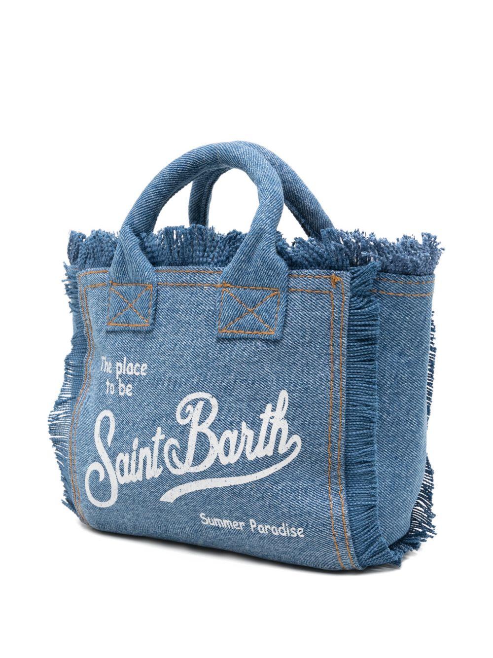 Borsa Vanity Mini MC2 Saint Barth denim con dettaglio frange VAMI001 00009L MC2 ST. BARTH KIDS 