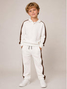 Pantaloni per bambino Eleventy Kids bianco con dettaglio righe sui lati EZ6I60 Z3999 101MA ELEVENTY KIDS 