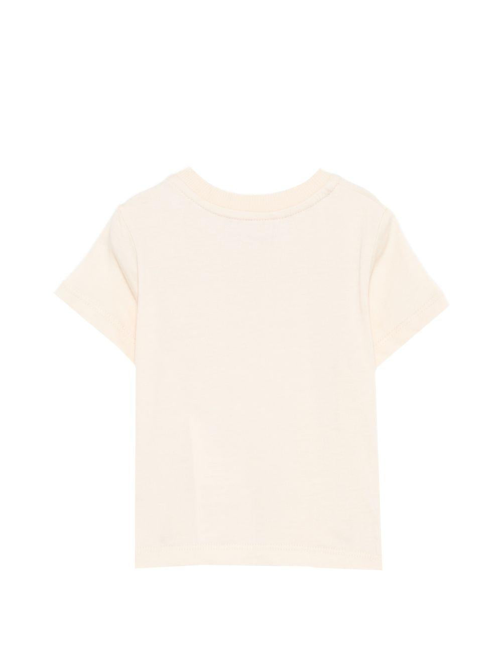 T-shirt per neonati Moschino Kids beige con stampa Teddy sul davanti MUM04QLAA24 20404 MOSCHINO KIDS 