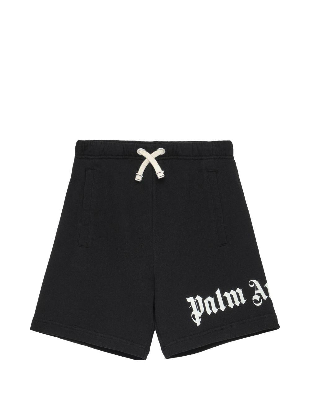 Bermuda per bambino Palm Angels Kids nero con logo PBCI006S26FLE001 110 PALM ANGELS KIDS 