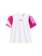 T-shirt per neonata Emilio Pucci Junior bianca con maniche a contrasto PY8071 Z3672 100FU EMILIO PUCCI KIDS 