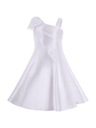 Abito per bambina Monnalisa bianco monospalla con fiocco 71G901 7304 0001 MONNALISA KIDS 