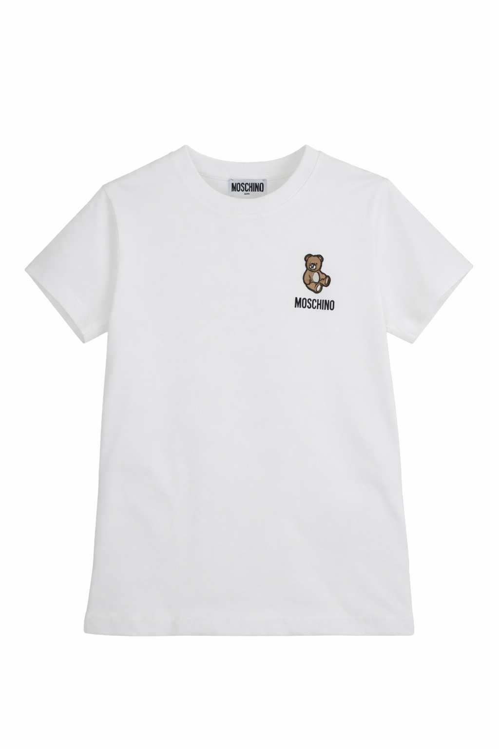 T-shirt per bambini Moschino Kids bianca con ricamo Teddy Bear HUM05TLAA02 10063 MOSCHINO KIDS 