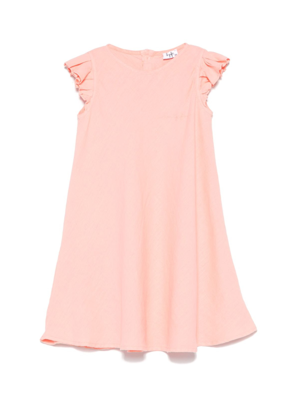 Abito in lino per bambina Il Gufo rosa con ruches P25VM778L6006 249 IL GUFO 