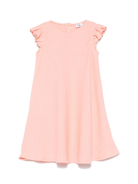 Abito in lino per bambina Il Gufo rosa con ruches P25VM778L6006 249 IL GUFO 
