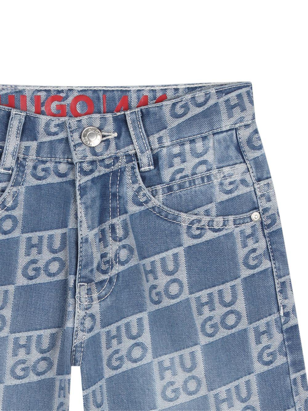 Shorts per bambino Hugo Kids denim con stampa logo all-over G00996 Z25 Hugo KIDS 