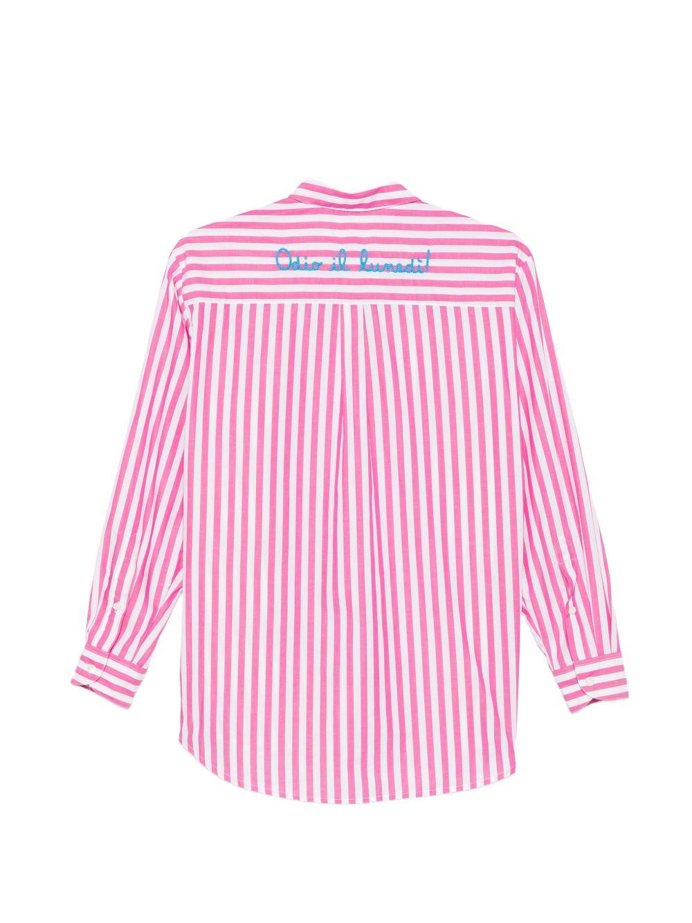 Camicia per donna MC2 Saint Barth multicolore con scritta "Odio il lunedì!" ricamata sul retro BRIG001 01370L MC2 ST. BARTH 