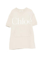 Abito per bambina Chloé Kids beige con logo sul davanti C21230 72J CHLOE' KIDS 