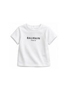 T-shirt da neonato balmain Kids bianca con stampa logo BY8631 Z3672 100NE BALMAIN KIDS 