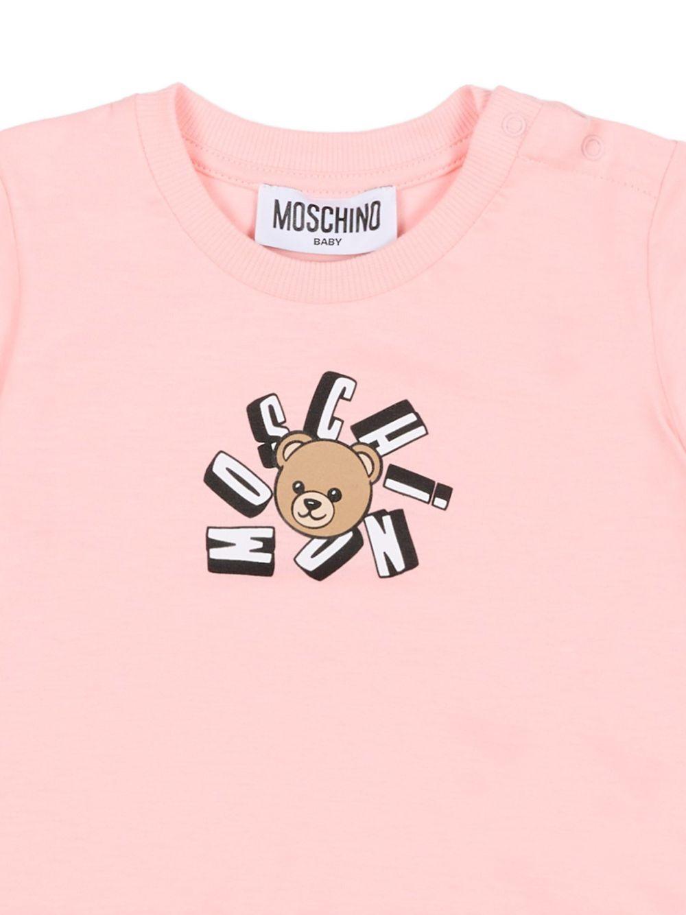 T-shirt per neonata Moschino Kids rosa con motivo Teddy Bear MXM047LAA02 50209 MOSCHINO KIDS 