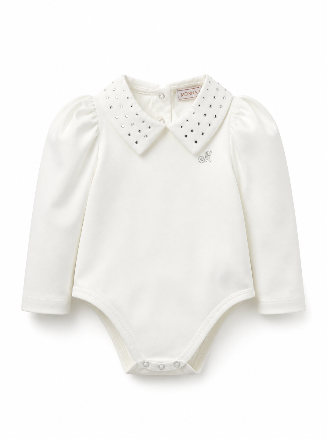 Body per neonata Monnalisa Kids bianco con decorazione con strass 37H300 8002 0001 MONNALISA KIDS 