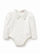 Body per neonata Monnalisa Kids bianco con decorazione con strass 37H300 8002 0001 MONNALISA KIDS 