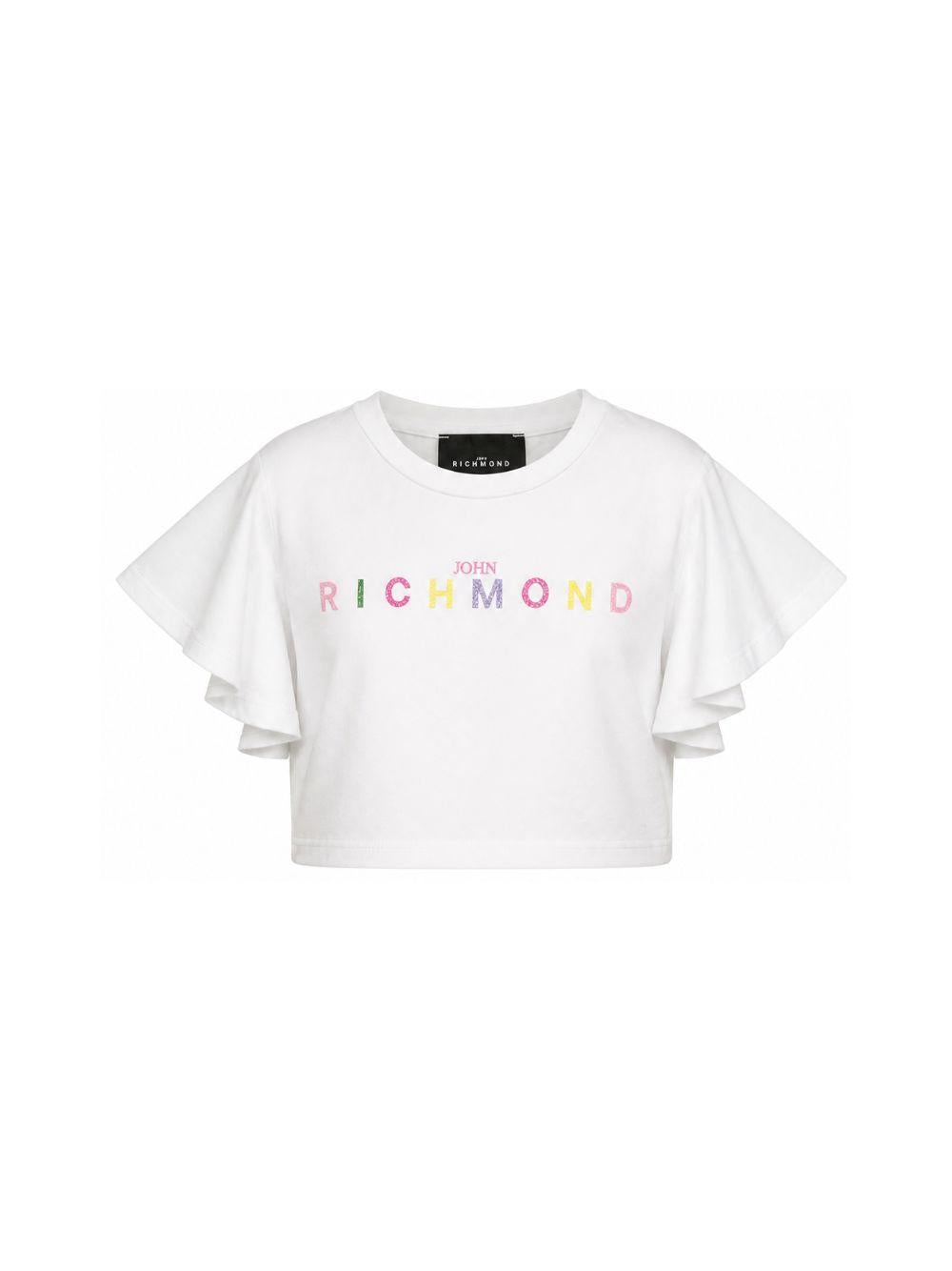 T-shirt per bambina John Richmond Junior bianca con ruches RGP26008TO WHITE JOHN RICHMOND KIDS 