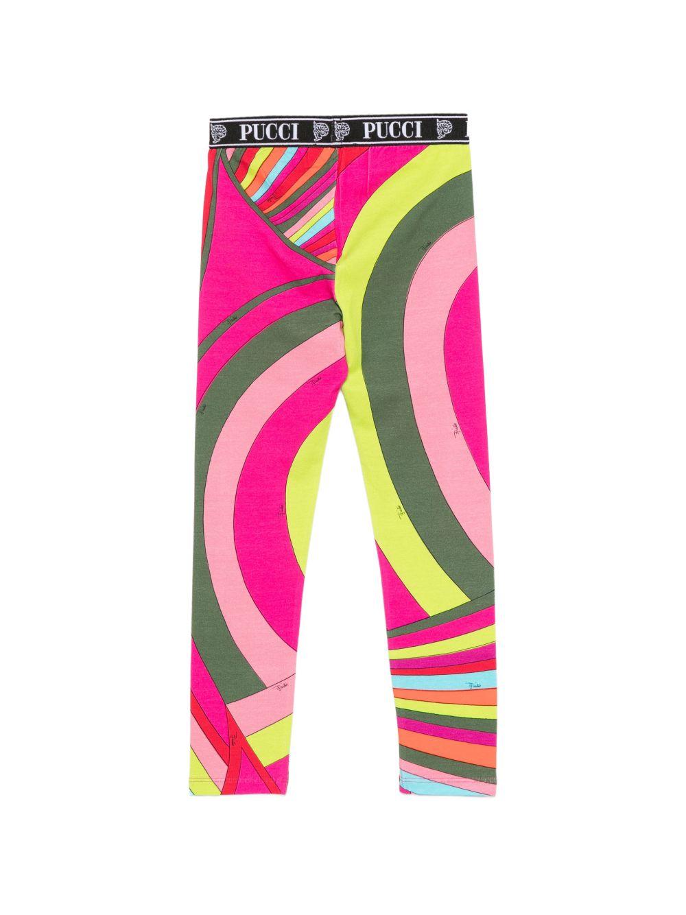 Leggings Mirra per bambina Emilio Pucci Junior multicolore con stampa astratta PZ6A41 Z3346 999 EMILIO PUCCI KIDS 