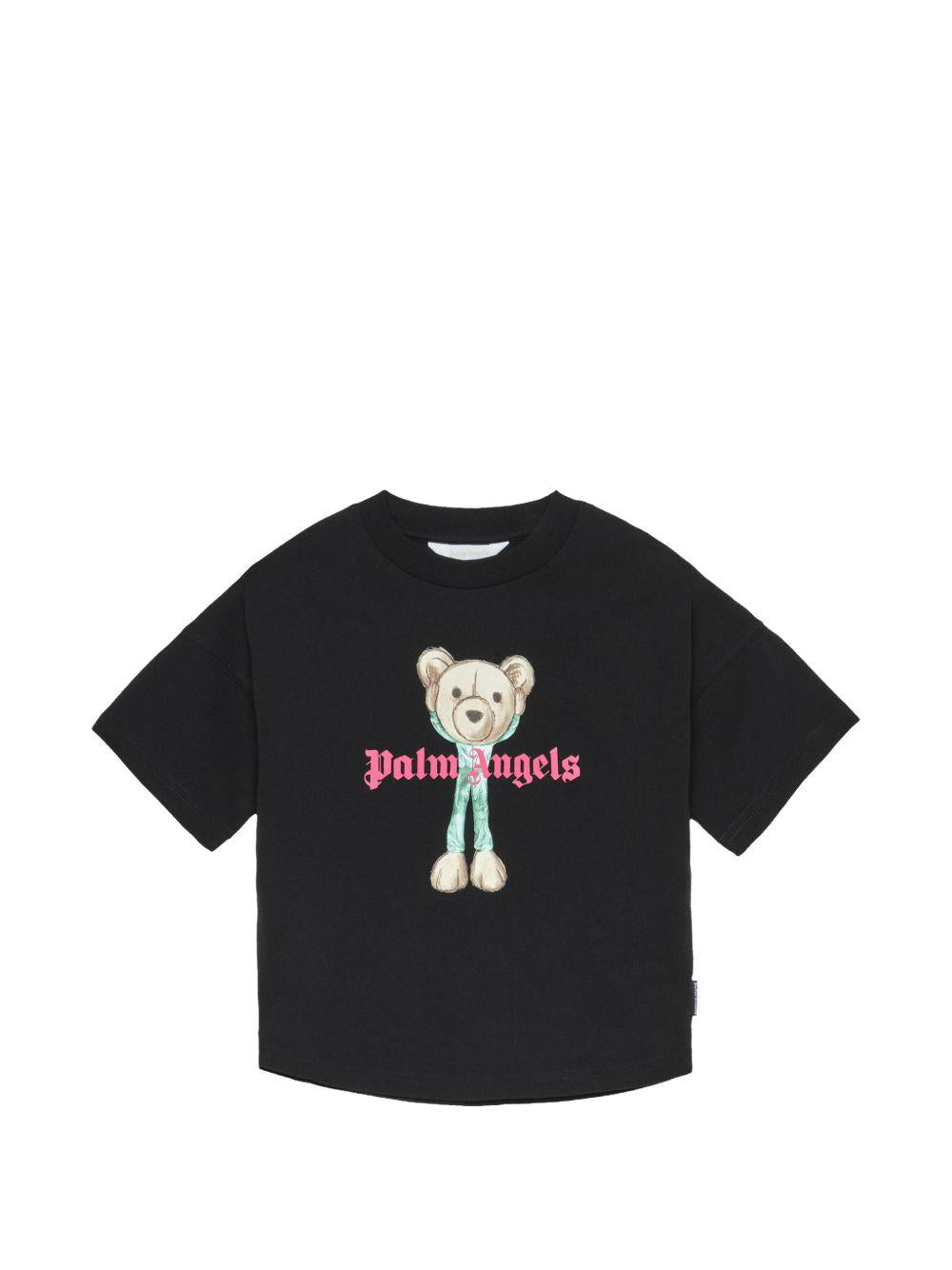 T-shirt per bambino Palm Angels Kids nera con stampa grafica PBAA002S26JER004 110 PALM ANGELS KIDS 