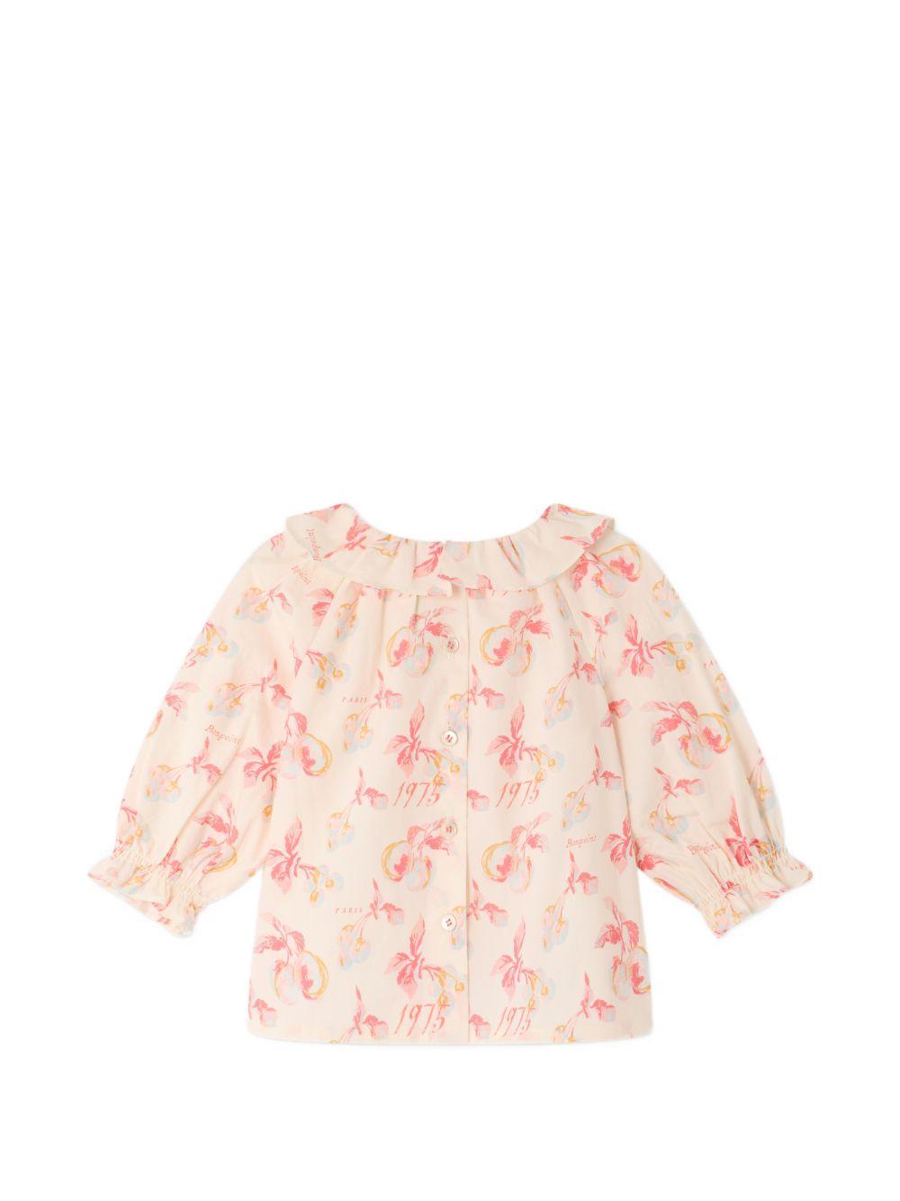 Blusa per neonata Bonpoint beige con stampa ciliegie P06XBLW00001 603 BONPOINT KIDS 