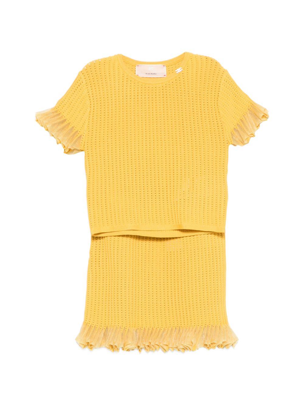 Set t-shirt e gonna Elisabetta Franchi La Mia Bambina giallo con dettagli ruches EFCM025CFL107 2033 ElISABETTA FRANCHI 