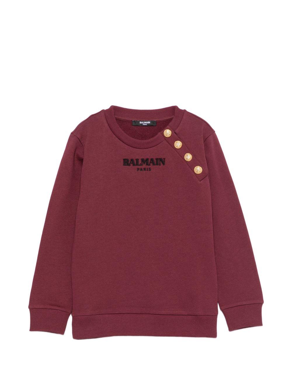Felpa per bambino Balmain Kids bordeaux con dettaglio con bottoni oro BZ4I10 Z3183 530OR BALMAIN KIDS 