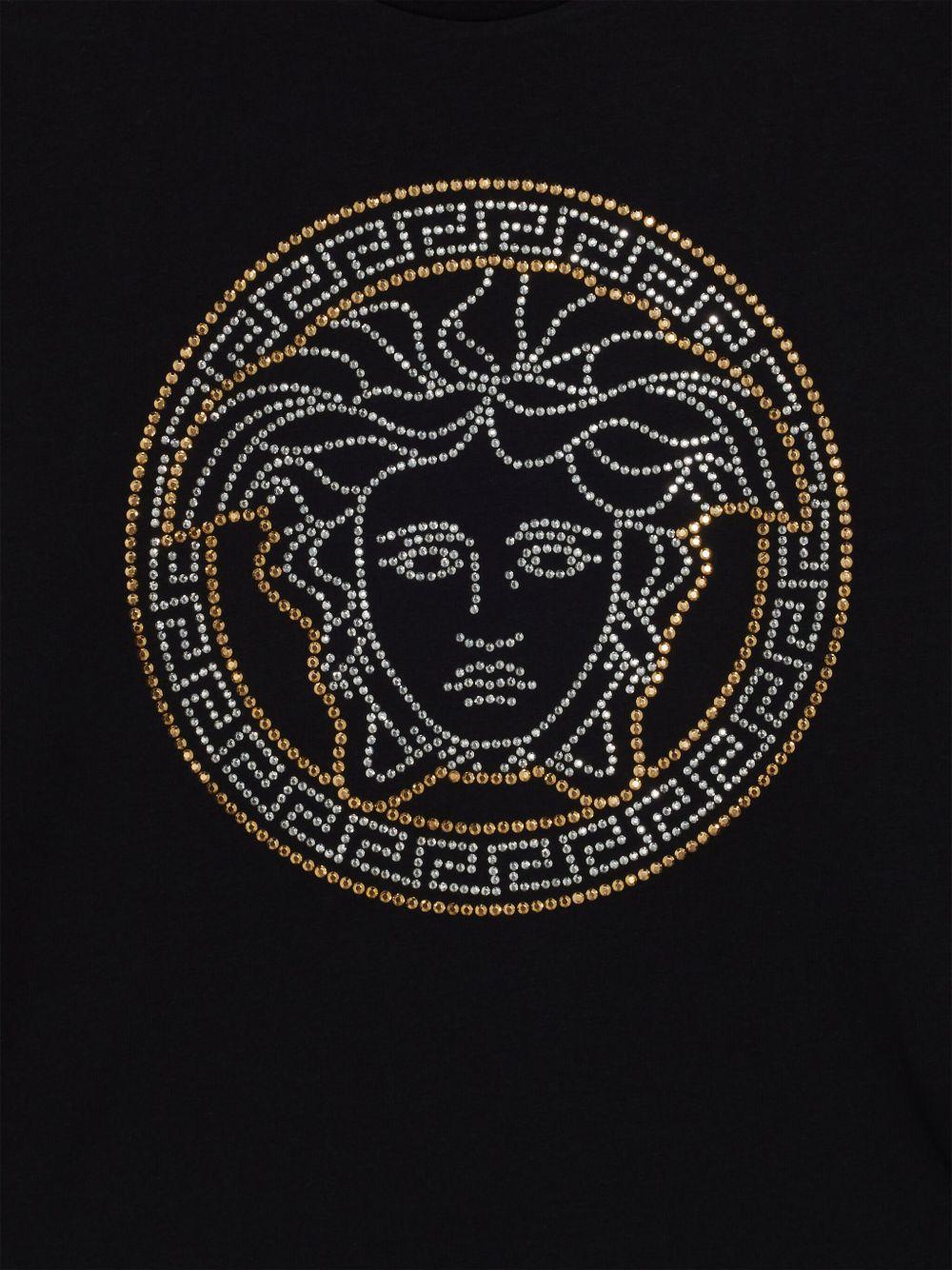 T-shirt per bambina Versace Kids nera con motivo con testa di Medusa con glitter 10183421A12984 6BG90 VERSACE KIDS 