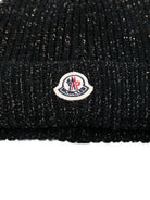 Berretto per bambina Moncler Enfant nero con applicazione con logo K29543B00021M8258 999 MONCLER KIDS 