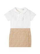 Abito per neonata Fendi Kids beige con gonna in tessuto jacquard BFB583 AQTK F1P2N FENDI KIDS 