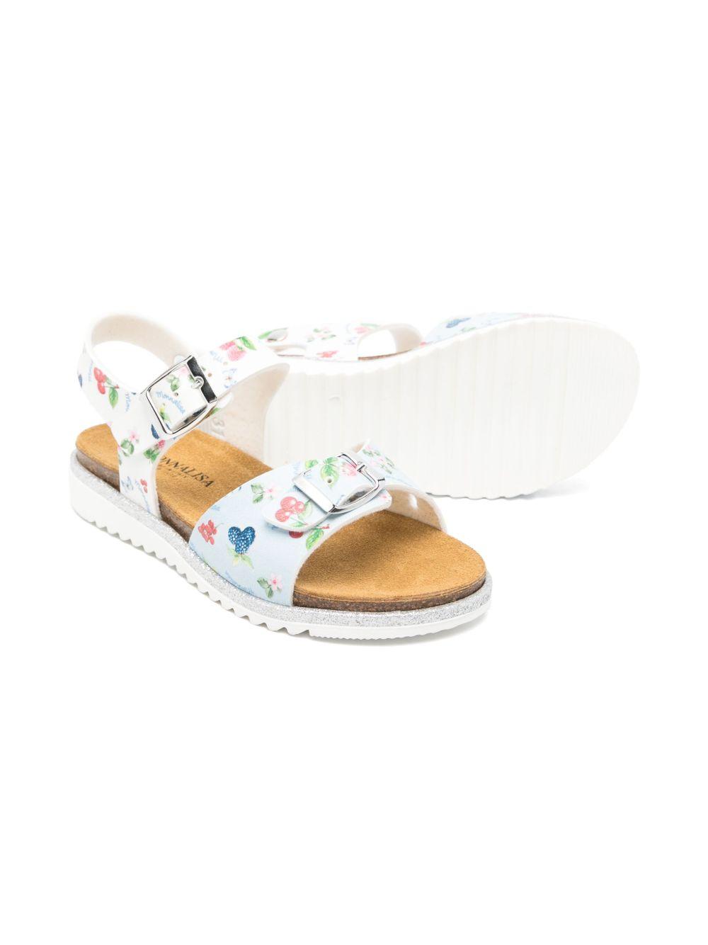 Sandali per bambina Monnalisa azzurro con stampa frutta all-over 8CE013 5720 9952 MONNALISA 