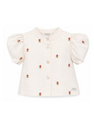 Blusa per neonata Donsje beige con ricamo floreale all-over 4113001 00037 DONSJE KIDS 