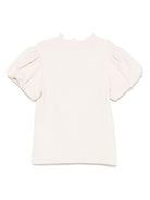 T-shirt per bambina Donsje Nowien beige con motivo con ricamo 4081103 00003 DONSJE 
