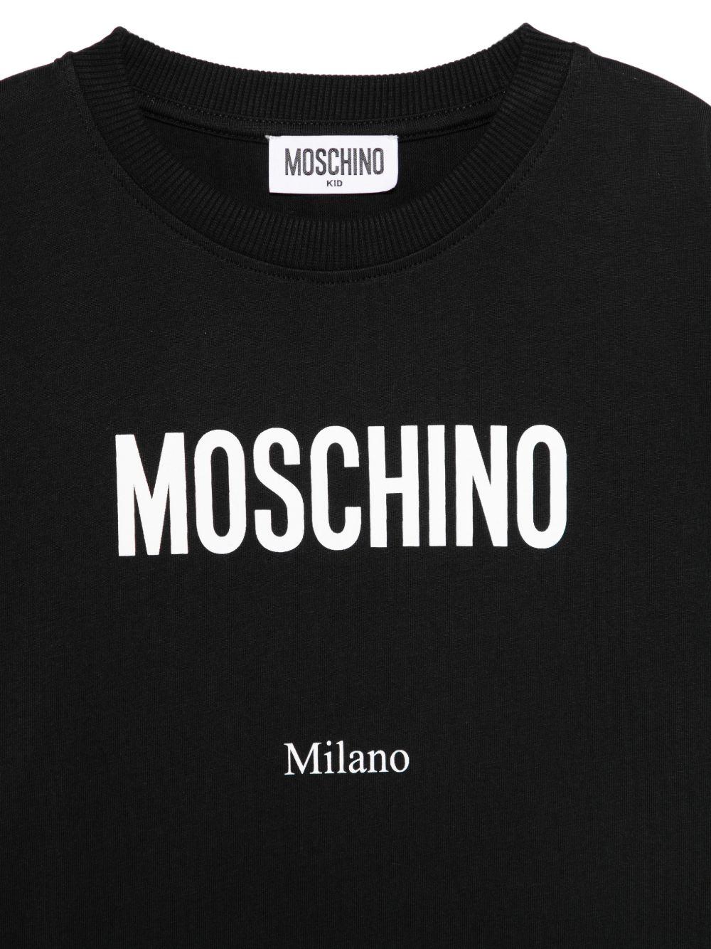 T-shirt per bambini Moschino Kids nera con logo sul davanti H6M05GLAA23 60100 MOSCHINO KIDS 