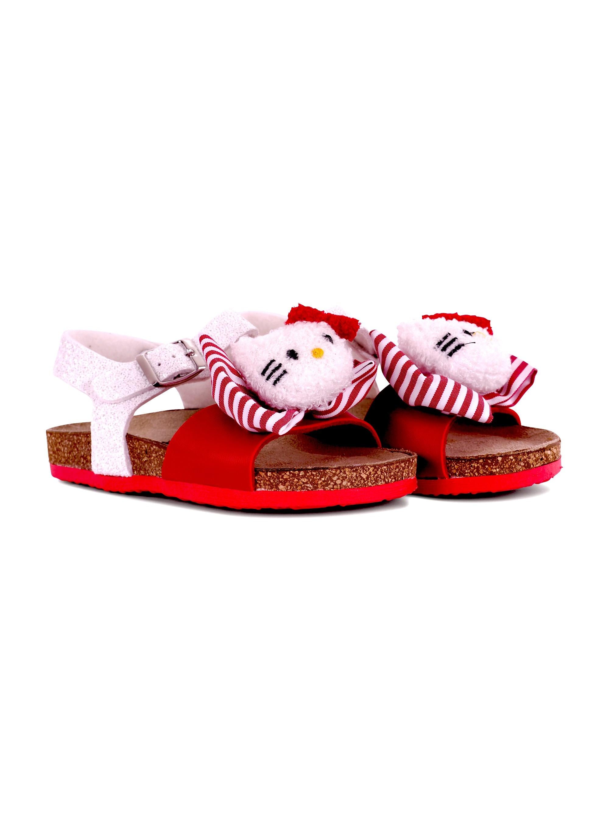 Sandali per bambina Monnalisa bianco e rosso con fiocco e dettaglio Hello Kitty 8CG015 7702 9944 MONNALISA KIDS 