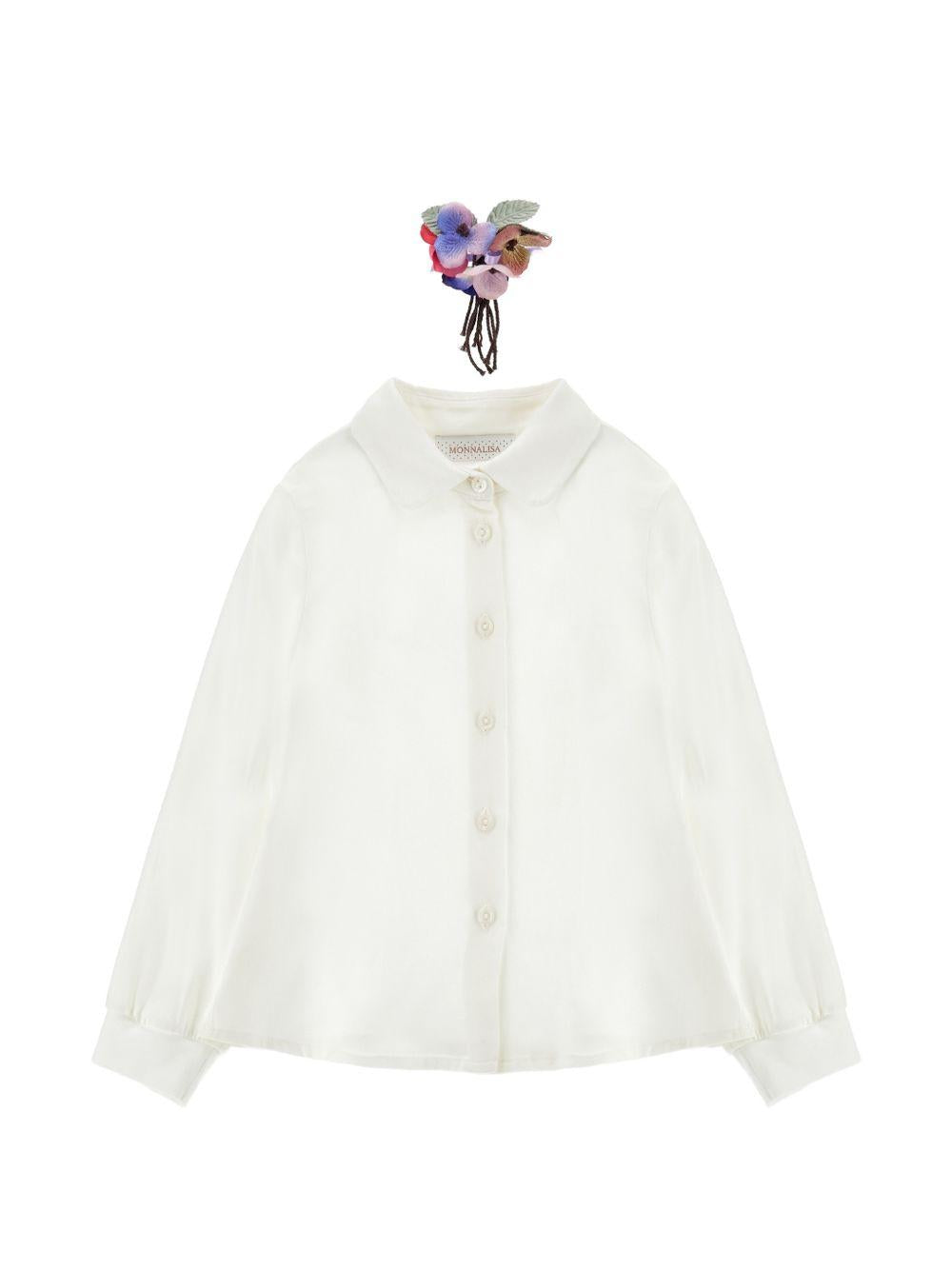 Camicia per bambina Monnalisa Kids bianca con applicazione fiori sul collo 11H300 8109 0001 MONNALISA KIDS 