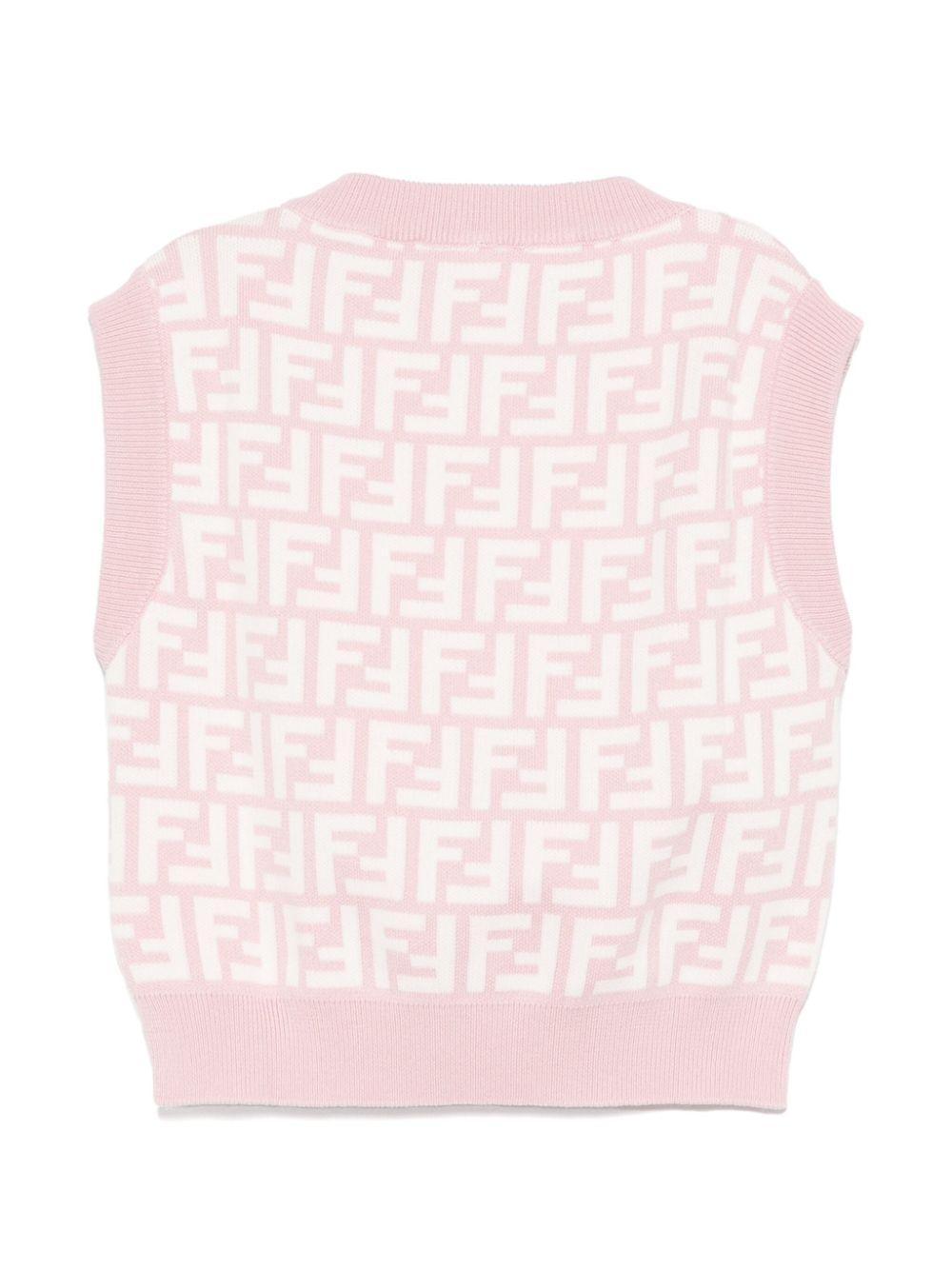 Top in maglia junior per neonata Fendi Kids rosa con orlo dritto JFG200 AQUH F1R4T FENDI KIDS 