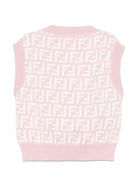 Top in maglia junior per neonata Fendi Kids rosa con orlo dritto JFG200 AQUH F1R4T FENDI KIDS 