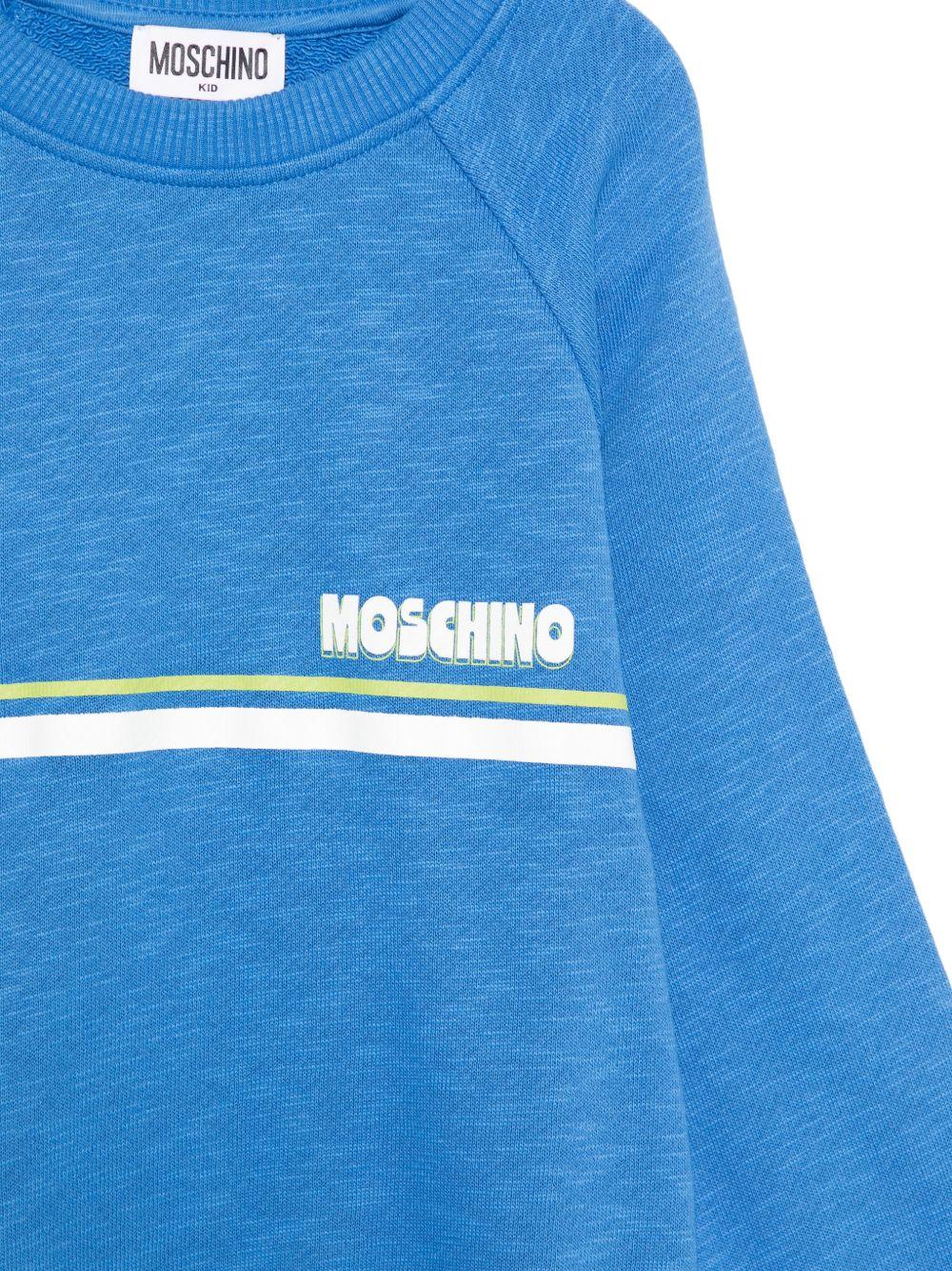 Felpa per bambino Moschino Kids azzurro con dettaglio logo HUF09MLCA88 40630 MOSCHINO KIDS 