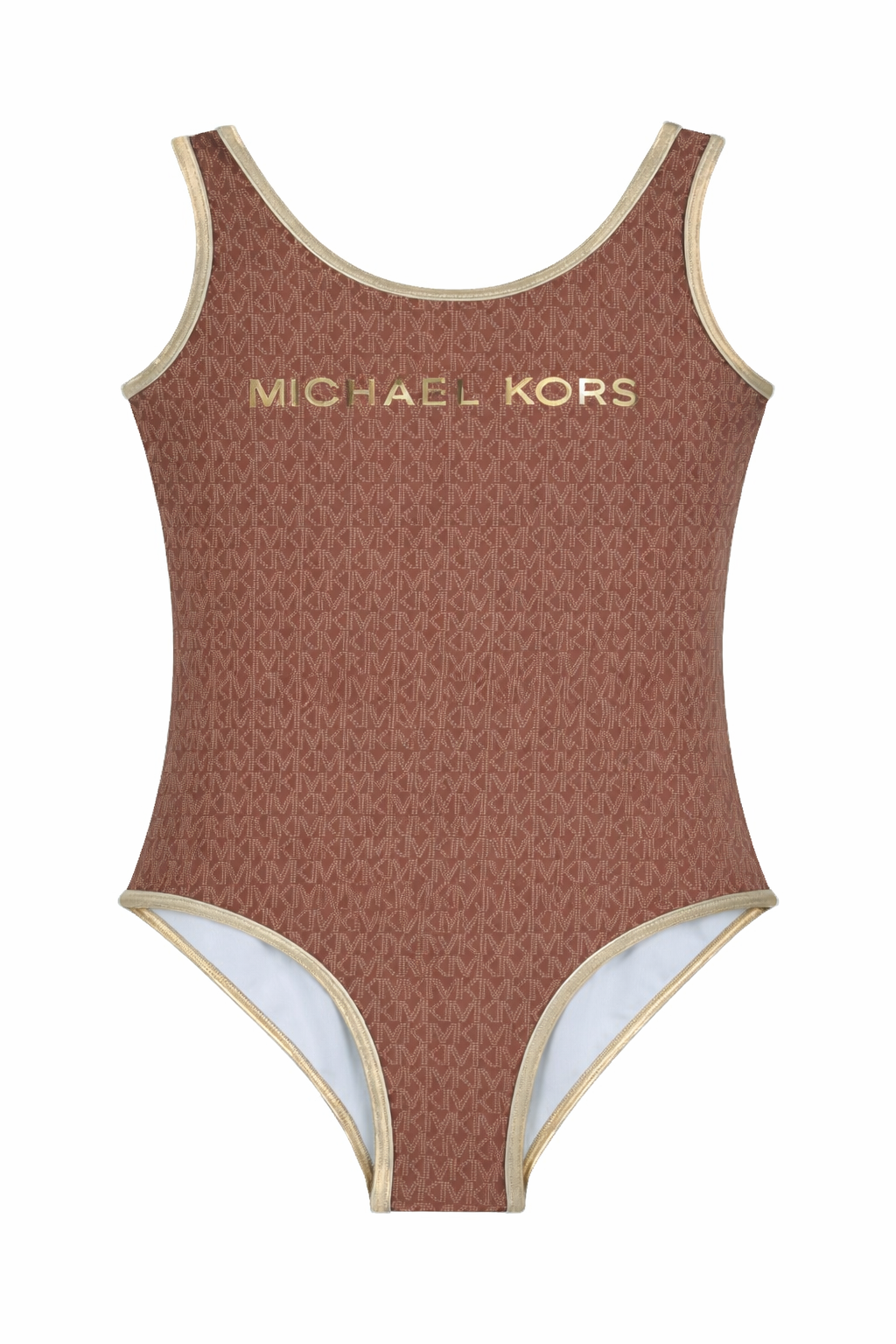 Costume da bagno per bambina Michael Kors Kids marrone con logo all-over R30560 348 MICHAEL KORS KIDS 