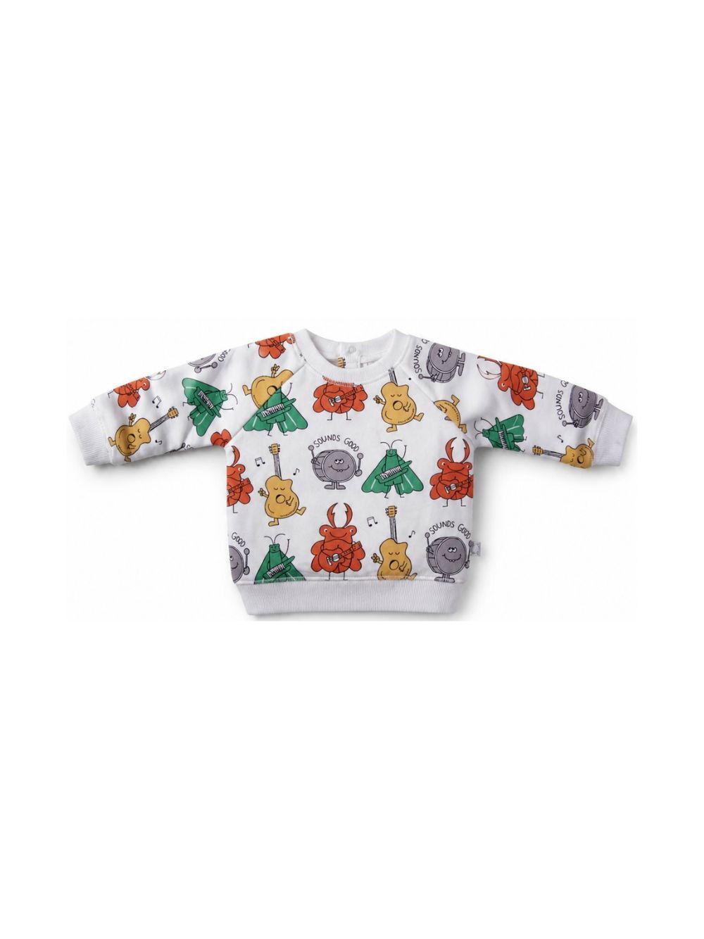 Felpa per neonato Stella McCartney Kids bianca con stampa elementi musicali TY4510 Z3562 101MC STELLA McCARTNEY KIDS 