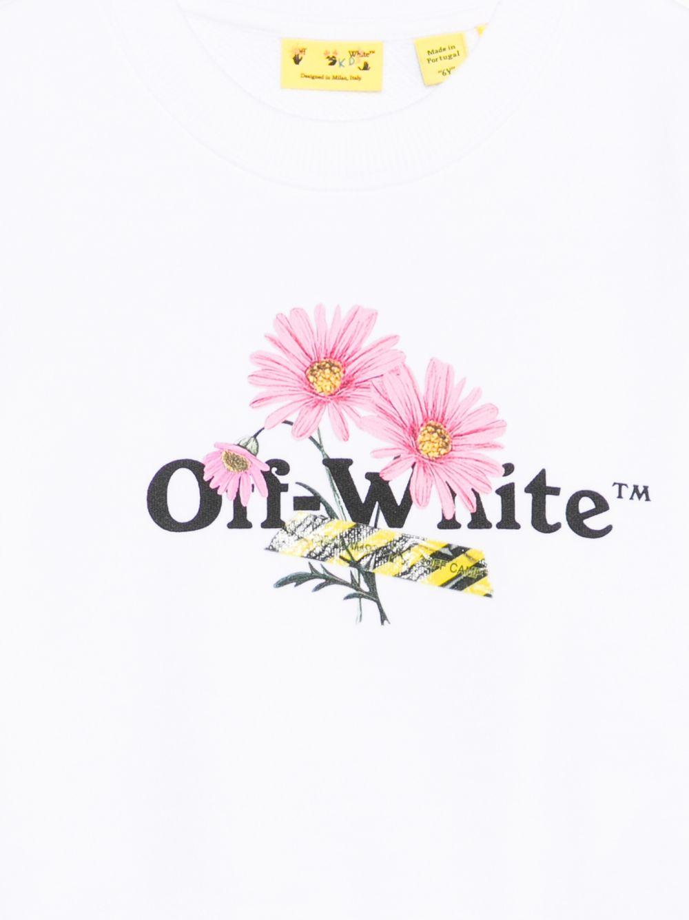 Felpa per bambina Off-White Kids bianca con stampa grafica floreale sul davanti 44GBA013S26F001 100 OFF WHITE KIDS 